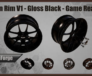 Kryxen Rim V1 - Gloss Black - Game Ready (UE5 & Unity)