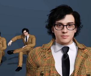 Handsome Western Man in Tweed Suit with Glasses 3D Model Fully Rigged Blendshapes