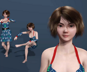 Stylized Cartoon Young Woman Model Fully Rigged Facial Blendshapes