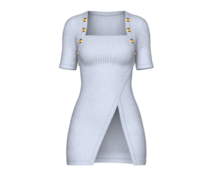 Girls Square-Neck Ribbed Mini Dress | Marvelous / Clo3d / obj / fbx