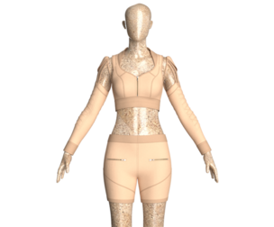 Girls Zipper Crop Top With Shorts-Outfit | Marvelous / Clo3d / obj / fbx