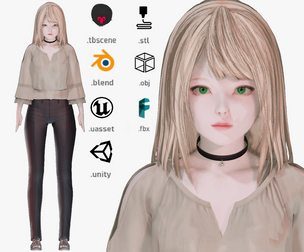 Casual clothes 0029 - Rig - Unreal - Unity - Blender - Animated - Realistic Female Character