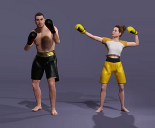 Stylized Athletic Boxer Characters Pack Male and Female Game Ready