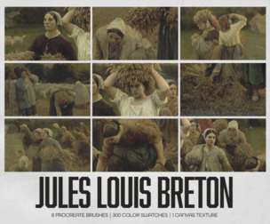Jules Breton Procreate Kit (Procreate Brushes, Color Palettes & Canvas Texture)