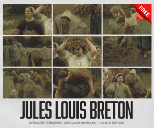 Free Sample - Jules Breton Procreate Kit (Procreate Brushes, Color Palettes & Canvas Texture)