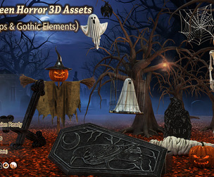 🎃 80 Halloween Horror 3D Assets – Spooky Props & Gothic Elements