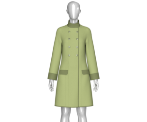 Girls High Neck Double Breasted Coat Dress | Marvelous / Clo3d / obj / fbx