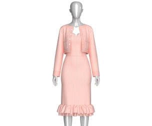 Girls Striped Cropped Cardigan With Midi Dress | Marvelous / Clo3d / obj / fbx