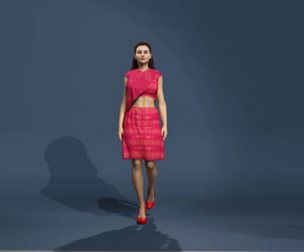 Realistic Rigged Female Character  Modern Pink Dress Woman (FBX / Blender)