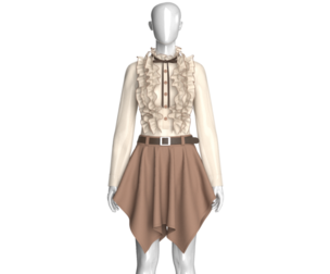 Girls Long Sleeve Frill Bib Top With Skirt - Outfit | Marvelous / Clo3d / obj / fbx