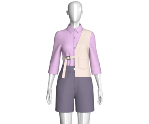 Girls Vest Overlay Shirt With Shorts - Outfit | Marvelous / Clo3d / obj / fbx