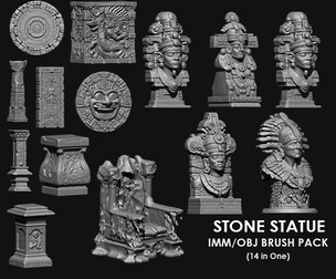 Damaged Stone Statue and Piller imm/obj Brush Pack 14 in One