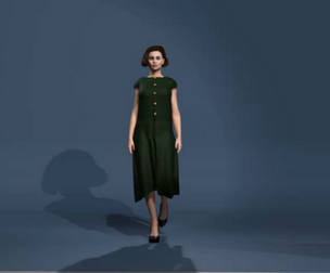 Realistic Rigged Female Character  Elegant Vintage Polka Dot Dress Woman (FBX / Blender)