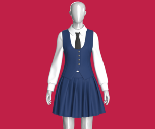 Girls Corporate Shirt And Skirt - Outfit | Marvelous / Clo3d / obj / fbx