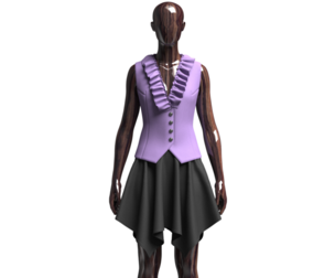 Girls Ruffled Buttoned Vest With Skirt - Outfit | Marvelous / Clo3d / obj / fbx