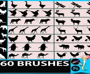 160 Animal Silhouette Brushes & Stamps for Procreate & Photoshop