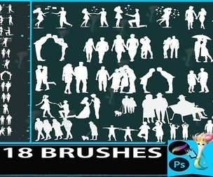 118 Couple & People Silhouette Brushes for Procreate & Photoshop