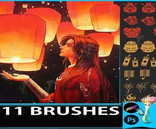 111 Ancient Chinese Style & Festival Brushes for Procreate & Photoshop