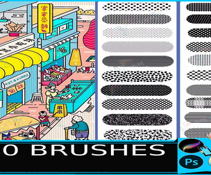 100 Comic Halftone, Wave & Screentone Brushes for Procreate & Photoshop
