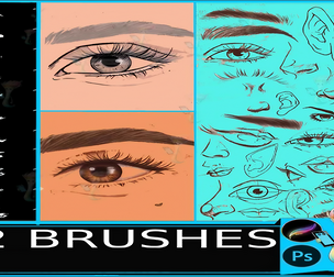 92 Eye, Lash, Eyebrow & Facial Features Brushes for Procreate & Photoshop