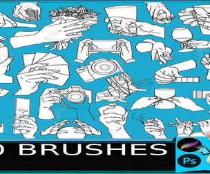 90 Hand Poses & Holding Objects Brushes for Procreate & Photoshop