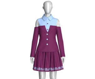 Girls Cold Shoulder Layered Blazer With Skirt | Marvelous / Clo3d / obj / fbx