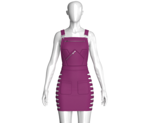Girls Side Cut Out Overall Mini Dress | Marvelous / Clo3d / obj / fbx
