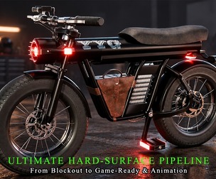 Iron Nomad – Electric Scrambler Bike – AAA Game-Ready 3D Asset / 3DModel + Full Tutorial