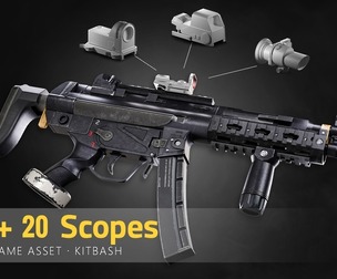 SMG + 20 Scopes – Game-Ready Kitbash