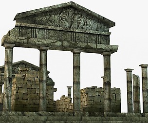 Low poly ancient temple ruins