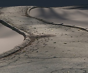 Cracked asphalt path