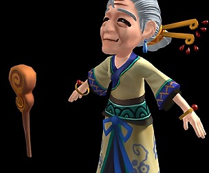 The character of the game - 70-year-old woman