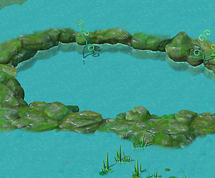 Cartoon Sky City - upon time Jade pool Stone