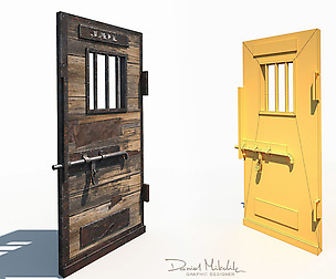 Western Prison Jail Door Low Poly PBR