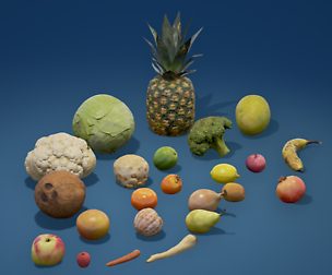Photoscanned fruits and vegetables