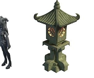Ancient Chinese Decoration - Stone Street Light 01