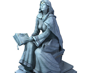 Library - Bookshelf in the middle of the statue 01