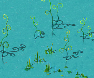 Cartoon Sky City - Jade Pond - Plant