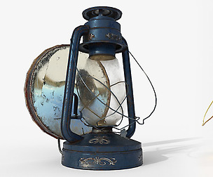 Old Oil Lamp PBR Low Poly