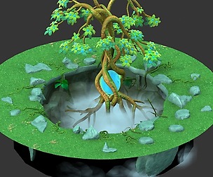 Cartoon Sky City - Cool Heavenly Tree