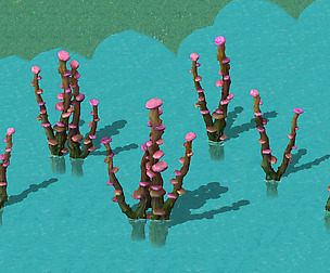 Cartoon sky city - jade pool - strange tree