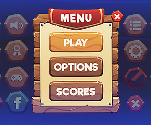 Wood Theme Game User Interface