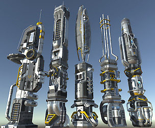 SciFi buildings - Modular and Animated