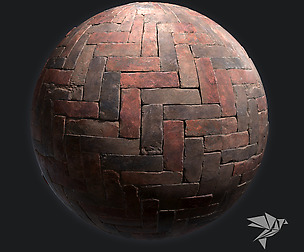 High-Quality PBR Industrial Herringbone Brick
