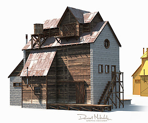 Old Factory Barn Low Poly