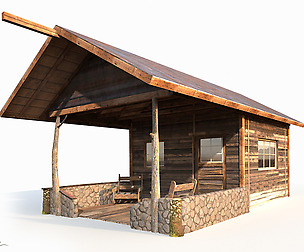 Small Old Shanty Low Poly
