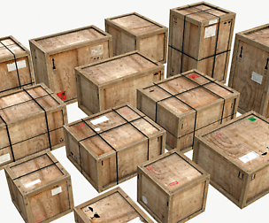 Old Wooden Cargo Crates PBR