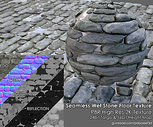 Textures - PBR Stone Floor Wet Muddy
