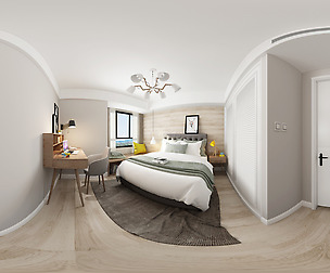 Panorama Nordic style family bedroom space 01