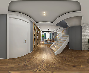 Panorama Nordic style living room dining room 04